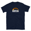 Navy blue t-shirt featuring Maryland skyline graphic and retro colors.