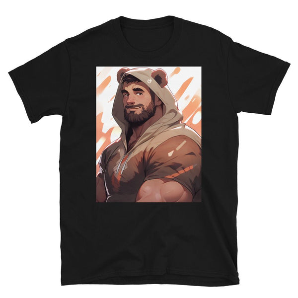 Muscle Daddy Gay Bear 42 Anime Bear Art Shirt featuring a muscular man in a bear hoodie.