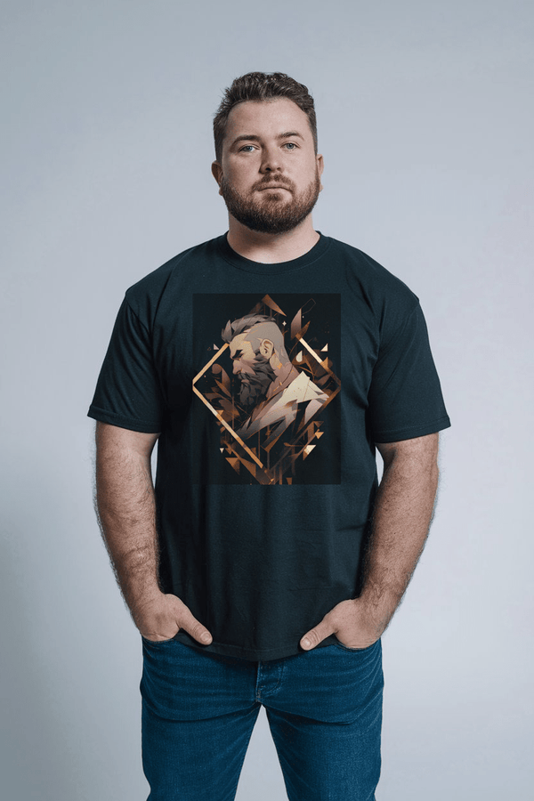 Muscle Gay Bear 10 Geometric Abstract Art Shirt in dark color with bear graphic.