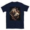 Muscle Gay Bear 10 Geometric Abstract Art Shirt, Gay Art Shirt for Gay Pride with abstract design and navy background.