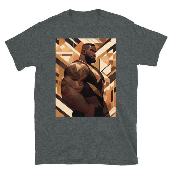 Muscle Gay Bear 14 Geometric Abstract Art Shirt, Gay Art Shirt for Gay Pride featuring a muscular man in a geometric design.