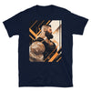 Muscle Gay Bear 37 Geometric Abstract Art Shirt, Gay Art Shirt for Gay Pride design on navy t-shirt.