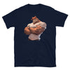 Muscle Gay Bear Anime Art Shirt with a muscular bear graphic, navy color, gay pride apparel.