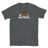 NC North Carolina LGBTQ Rainbow Gay Daddy Bear Pride shirt in dark grey with colorful design.
