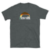 NY New York LGBTQ Rainbow Gay Daddy Bear Pride graphic t-shirt in Dark Heather.