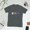 Proud Cat Lover T-Shirt in dark gray, featuring colorful 'PURRROUD & OUT' text and cat graphic.