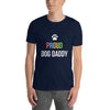 Proud Gay Dog Dad Shirt - LGBT Shirts Men, Gay Proud Dog T-Shirt featuring colorful lettering and paw print.