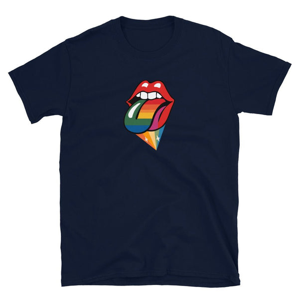 Navy t-shirt with rainbow lips graphic, perfect for Rainbow Lips T-Shirt | LGBTQ Rainbow | Gay - Lesbian Tee.