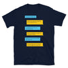 Navy gay shirt featuring humorous Grindr dialogues, perfect for gay pride apparel.