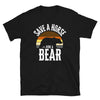 Funny LGBTQ Rainbow Gay Daddy Bear Pride shirt with bear graphic on black fabric.