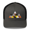 Subtle Gay Bear Pride Trucker Hat with triangle graphic design, classic cap for pride events.