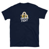 Navy blue gay pride shirt featuring 'Sword Fight' banana graphic.