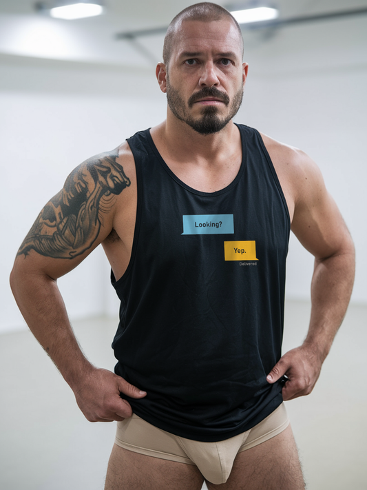 Looking? Yep. Grindr Dialogues LGBT Gay Tank Top
