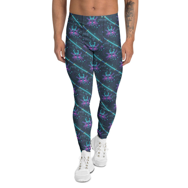 Men's leggings featuring Cyber Samurai design, perfect for active and streetwear style.