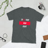 Dark grey t-shirt with 'TREAT YOUR MAN RIGHT' text, ideal gay pride apparel.