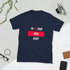Navy t-shirt with 'TREAT YOUR MAN RIGHT' text, perfect gay pride apparel.