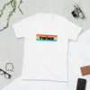 Twink Pride Flag Shirt LGBTQ+ Pride Gay Ally Adult Tee on a white t-shirt with colorful design.