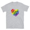 Vers Versatile LGBT Gay Receptive Dominance Partner T-shirt in grey with colorful heart design.