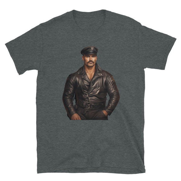 Vintage Daddy Shirt of Leather Daddy Gay LGBTQ Pride Leather Daddy Gay Pride featuring a muscular man in leather.