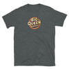 Gay pride shirt featuring 'Big Queen Energy' graphic on dark grey fabric.